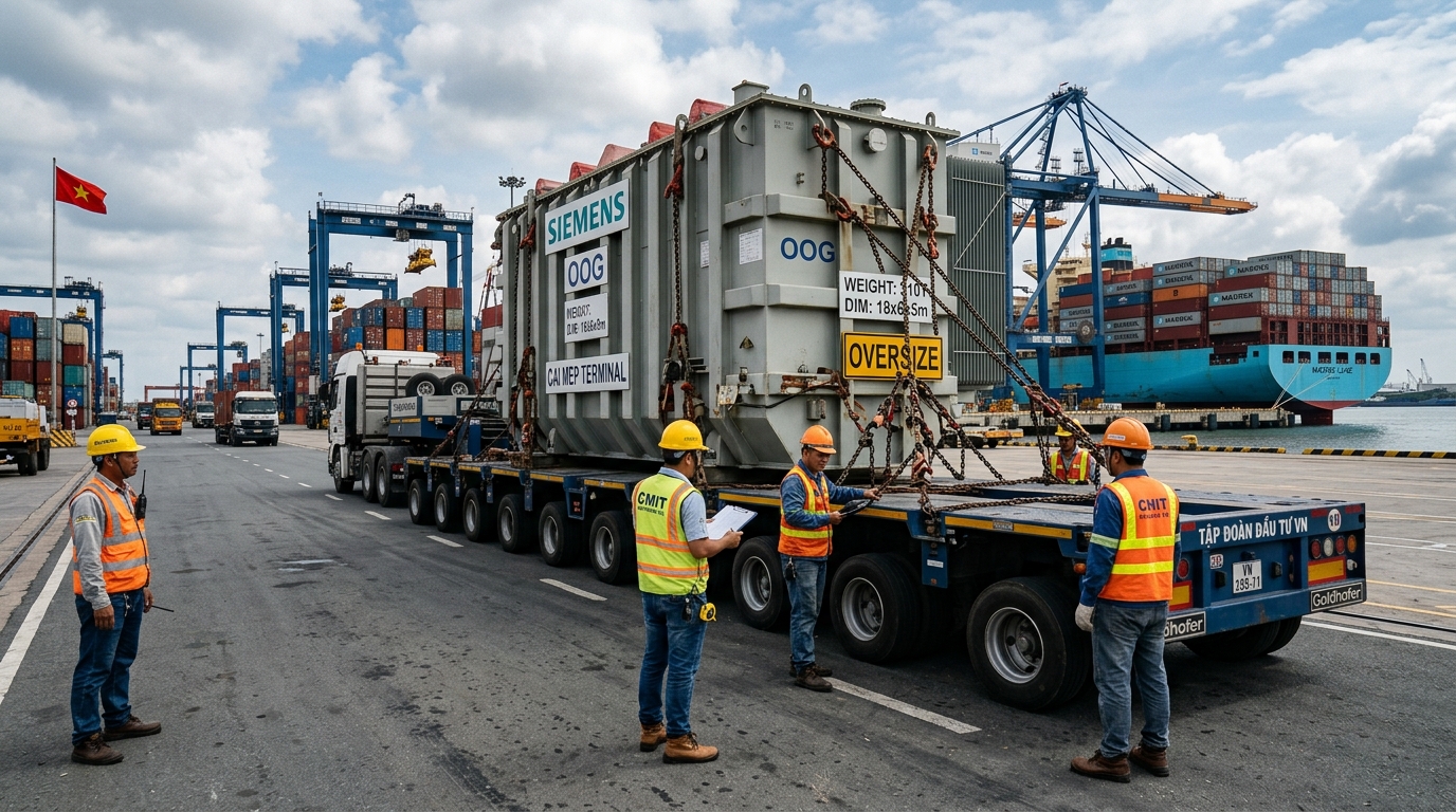 Heavy project cargo and OOG machinery transport at Cai Mep deep-water port