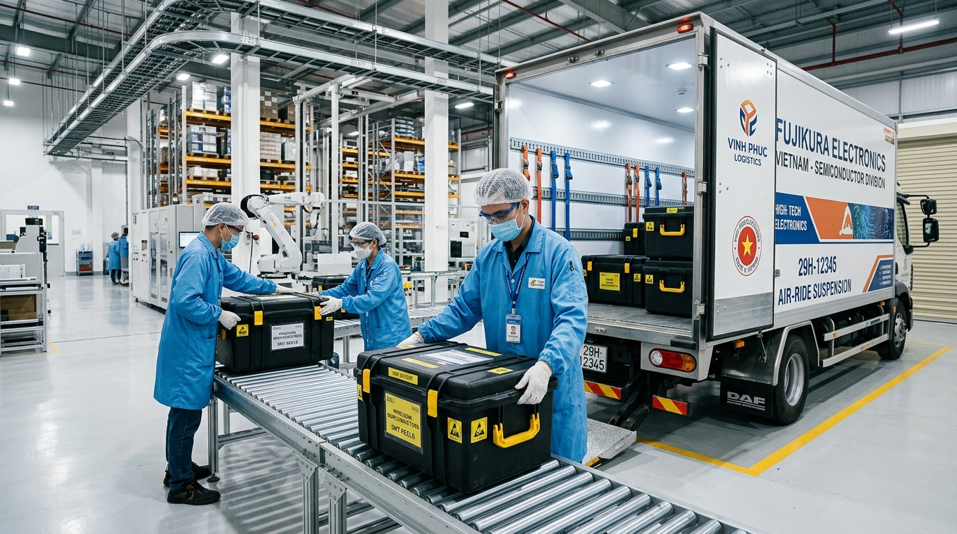 Semiconductor cleanroom logistics and air-ride climate-controlled fleet for SMT electronics